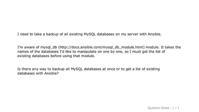 MySQL : Ansible - How to backup all MySQL databases? смотреть онлайн