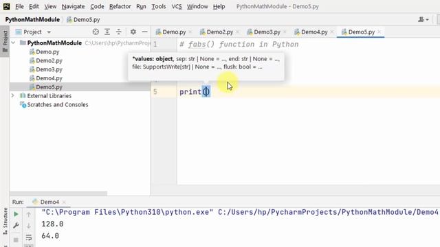 Python Math Module Functions - Examples (sqrt, ceil, floor, pow, fabs, sin, cos, cos, tan, log) смотреть онлайн