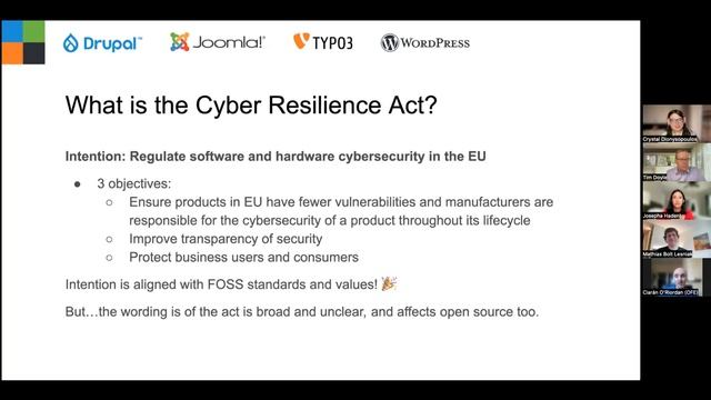 Cyber Resilience Act Webinar with Drupal, Joomla, WordPress, Typo3 and OpenForum Europe смотреть онлайн