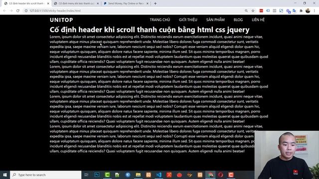 Hiệu ứng cố định header khi cuộn trang bằng html css jquery | Unitop.vn смотреть онлайн