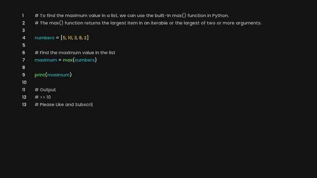 Find the maximum value in a list смотреть онлайн
