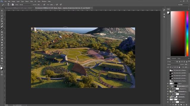 Photoshop Post Production #6 Architecture. Airview. Mountains. Sea смотреть онлайн