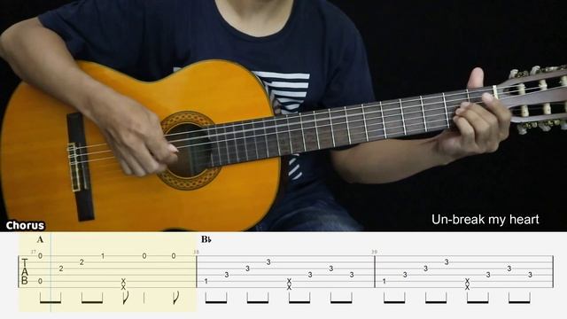Un-Break My Heart - Toni Braxton - Fingerstyle Guitar Tutorial + TAB & Lyrics смотреть онлайн