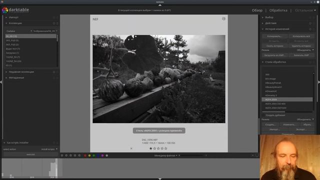 Удобное применение стилей в Darktable