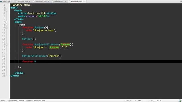 Tutoriel / Cours Complet PhP & MySQL [Chapitre 8/27] : Les fonctions en PhP смотреть онлайн