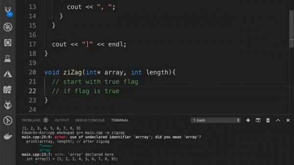 zigzag implementation cpp