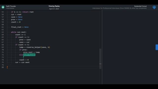 Reverse Nodes in k-Group: Python Interview with a FAANG Engineer смотреть онлайн