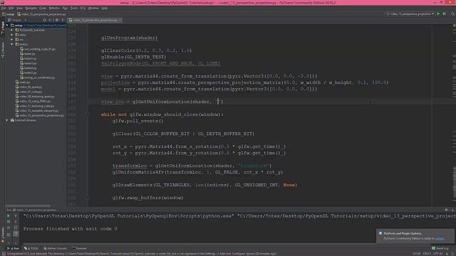Modern OpenGL programming in Python - part 13 - perspective projection смотреть онлайн