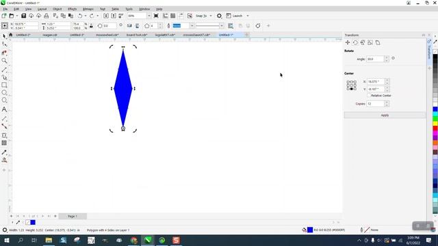 Corel Draw Tips & Tricks Transform docker Rotate using Object Origin смотреть онлайн