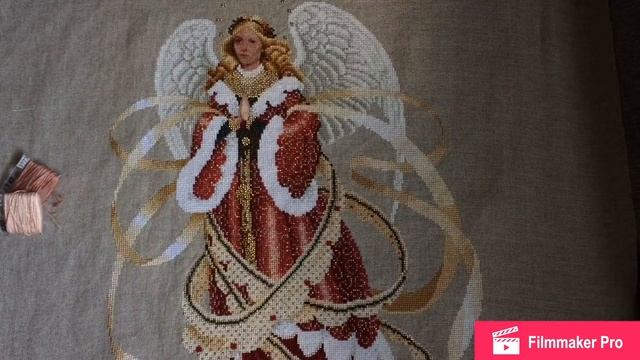 Вышивка крестом. Ангел Рождества от Lavender&Lace. Готовая работа смотреть онлайн