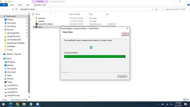 Oracle 11g Express Edition - Installation And Creating Workspace