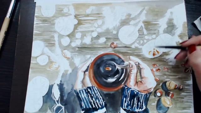 Как нарисовать новогоднее настроение акварелью.How to draw a Christmas mood in watercolor. смотреть онлайн