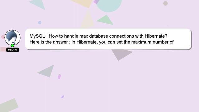 MySQL : How to handle max database connections with Hibernate? смотреть онлайн