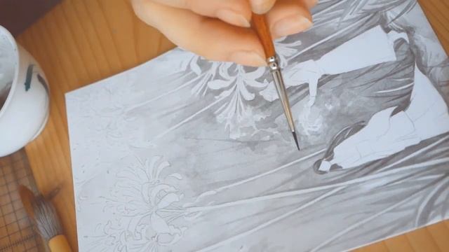 Inktober 2018 Speed Painting: Chinese Ink Spider Lily Illustration