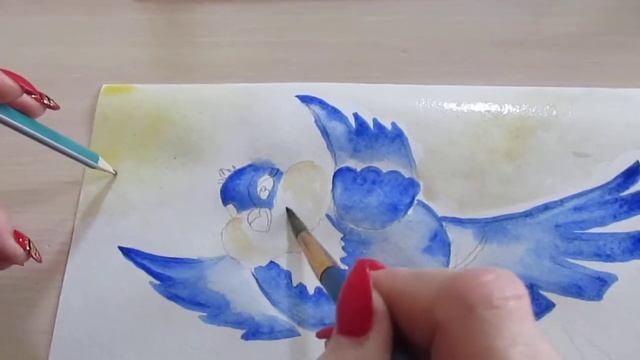 ВИДЕО УРОК ДЛЯ НАЧИНАЮЩИХ. АКВАРЕЛЬ. Как за 15 минут нарисовать декоративную птичку. MVI 3163 смотреть онлайн