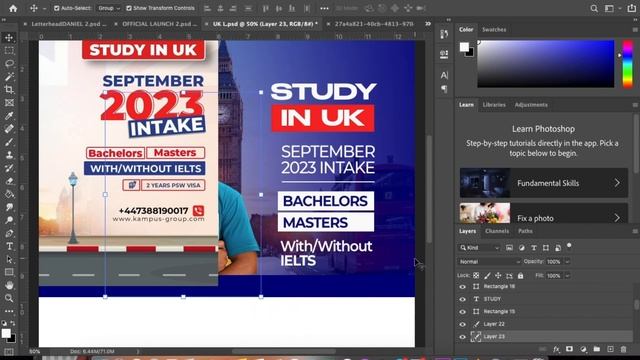 STUDY IN UK FLYER DESIGN | PHOTOSHOP TUTORIAL EPISODE 41 смотреть онлайн