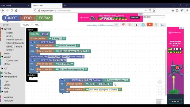 ESP32 A-20: SPIFFS Read and Write file смотреть онлайн