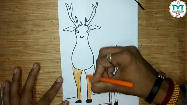 How to draw Deer in easy steps for children ! kids Drawing ! Step By Step For beginners смотреть онлайн