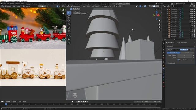 Праздничный поезд | Иллюстрация под SubD | Часть 7. Делаем ёлочку