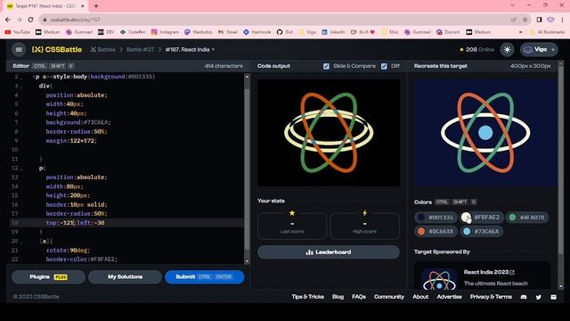 CSS Battle Solution | Target 167 - React India | CSS3 | CSS Challenge смотреть онлайн