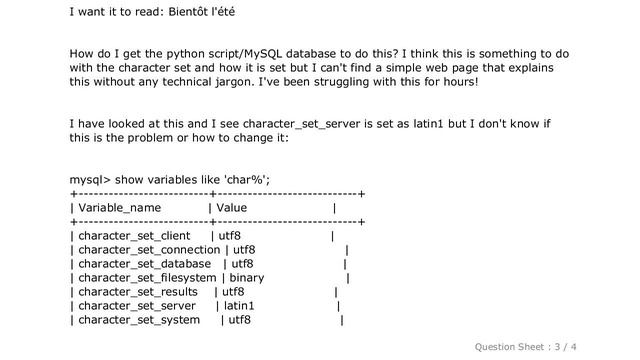 MySQL : How to correctly insert utf-8 characters into a MySQL table using python смотреть онлайн