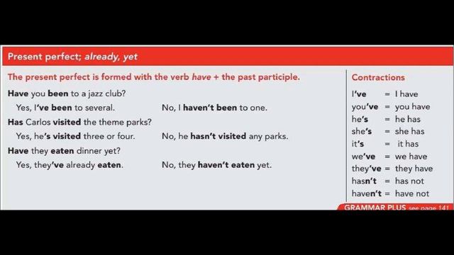 grammar focus Present perfect already yet смотреть онлайн