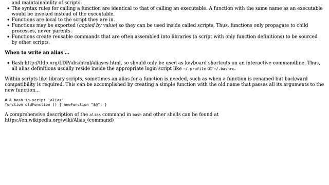 Unix & Linux: In Bash, when to alias, when to script, and when to write a function? смотреть онлайн