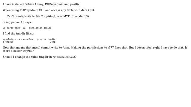 DevOps & SysAdmins: Can't create/write to file '/tmp/#sql_xxxx.MYI' (Errcode: 13) (2 Solutions!!) смотреть онлайн