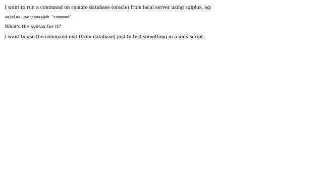 Ubuntu: Running command on remote database (oracle) from local server using sqlplus смотреть онлайн