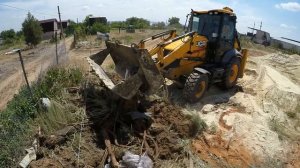 выкорчевывание пня экскаватором погрузчика, jcb, cat, volvo ,hidromek , liugong ,