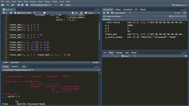 Markov cohort simulation in R - Time-varying transition probabilities смотреть онлайн