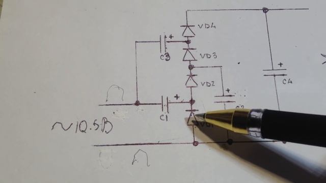 Умножитель напряжения на 4.Было 7В переменного,стало 40В постоянного напряжения. смотреть онлайн