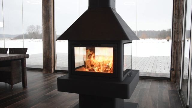 Теплый камин зимой для медитации. Звуки огня камина, треск дров. Burning logs in the fireplace. ASM смотреть онлайн