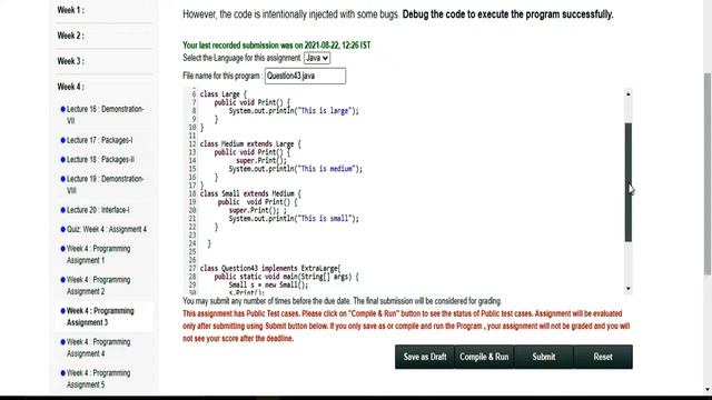 PROGRAMMING IN JAVA ||WEEK-4||PROGRAMMING ASSIGNMENTS||NPTEL||JULY2021 смотреть онлайн