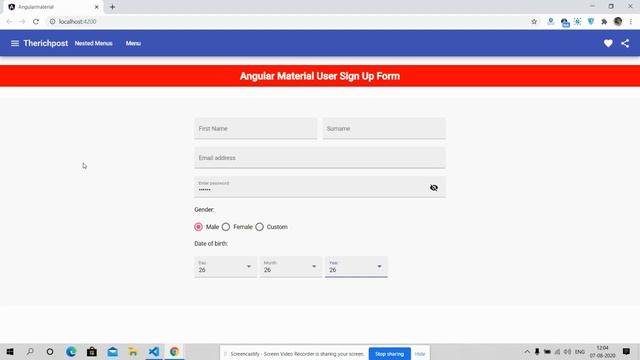 Angular Material User Registration Form смотреть онлайн