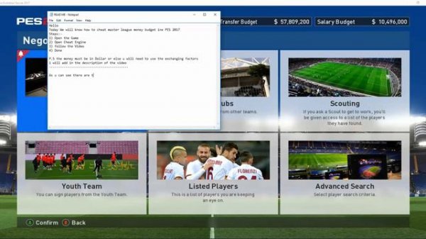 PES 17 Master League Unlimited Money with cheat engine