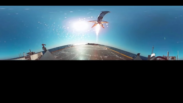 360-градусное видео приземления первой ступени SpaceX Falcon 9 на плавучую баржу смотреть онлайн