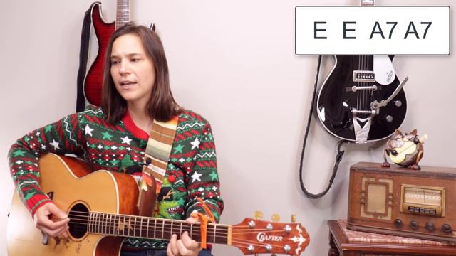 HOW TO PLAY - Elvis Blue Christmas Guitar Lesson - EASY Christmas Songs смотреть онлайн