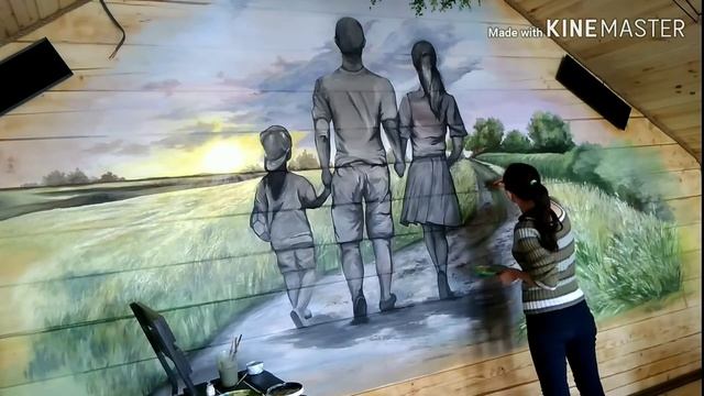 DIY. ✔️Роспись стены акрилом. День третий. Wall painting with acrylic. Day Three. смотреть онлайн
