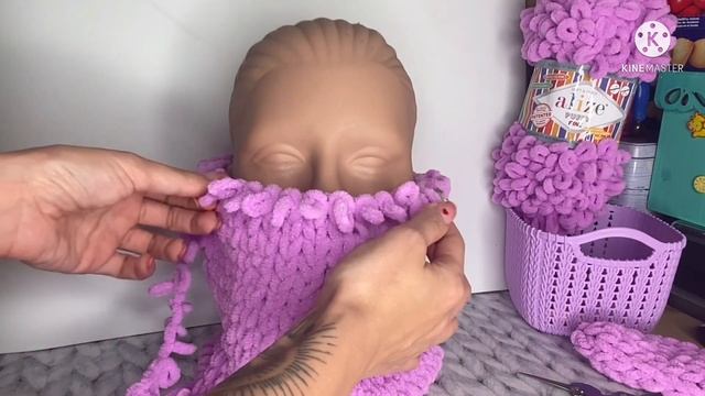 Что связать из Ализе Пуффи (Alize Puffy)? Балаклава с ушками. Подробный Мастер-класс.