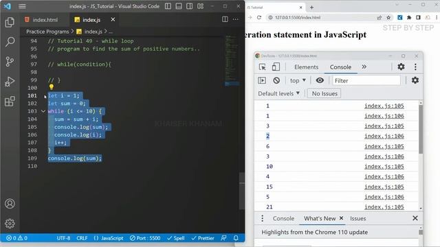 While loop in JavaScript - Iteration Statement|| JavaScript course || Tutorial - 49 смотреть онлайн