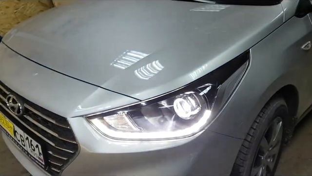 Hyundai Solaris. Ксенон под завод. Линзы Hella 3R, лампы Narva Standard D2S. смотреть онлайн