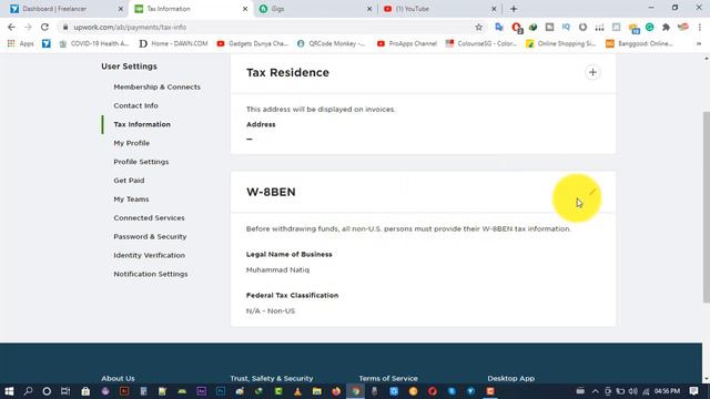 How to Fill W-8BEN Tax Information in Upwork for Pakistan (Non-Us person) | Upwork Tax Form Filling смотреть онлайн