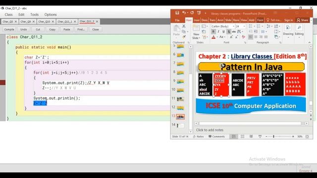#11.2 Library Classes: Java Pattern [ ZYXWV ZYXW ZYX ZY Z ] || ICSE 10th Computer Application смотреть онлайн