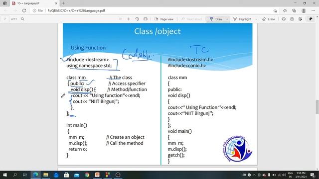 Class/Object in C++ language смотреть онлайн