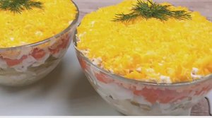 Салат Северный. Нежнейший салат с печенью трески.