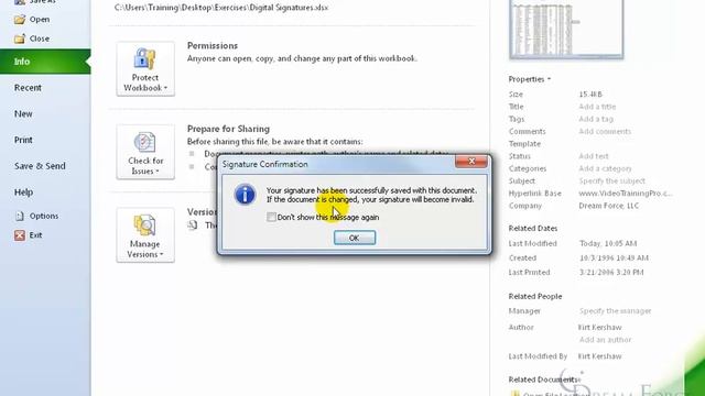 Microsoft Excel 2010: Add Digital Signature смотреть онлайн