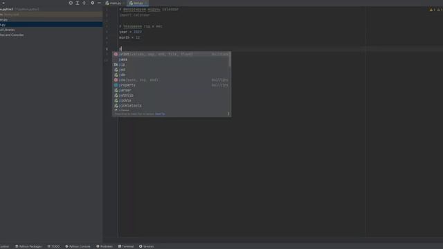 Calendar in terminal Python смотреть онлайн