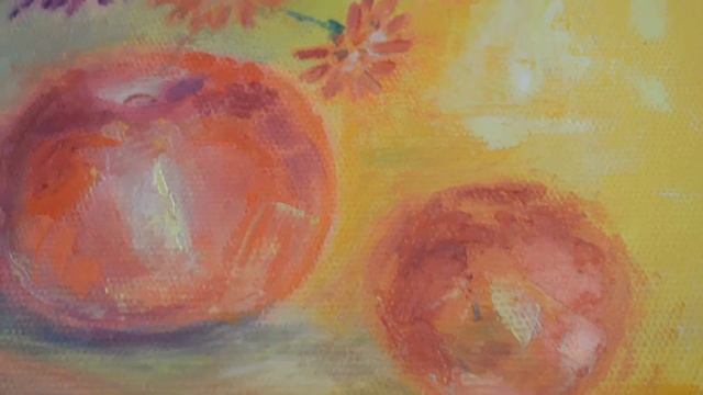 Картина маслом желтые цветы. смотреть онлайн