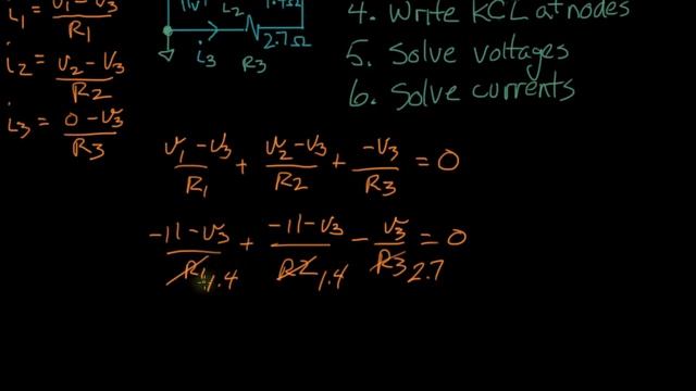 Circuit two batteries solved by Node Voltage Method (2) смотреть онлайн